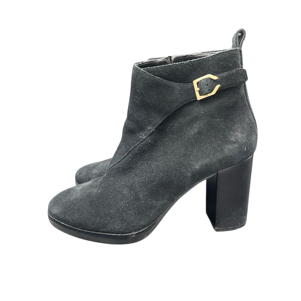 Cole Haan Harrington Grand Boots Suede Women’s 8.5 B Black Bootie Heeled - Picture 3 of 7